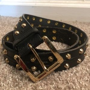 Micheal Kors-Black and Gold Studded Belt